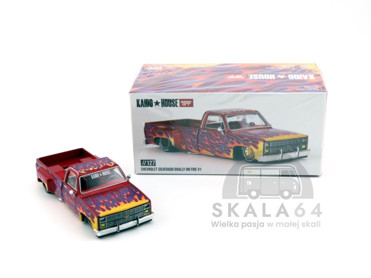 Mini Dully MINI GT Kaido House 127 Chevrolet Silverado Dually On Fire V1 KHMG127 ...